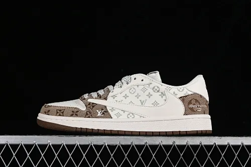 All categories Air Jordan Jordan series basketball shoes Air Jordan 1 Low High-end customized low-top sneakers Travis Scott x Fragment Design x Jordan Air Jordan 1 Low OG SP AJ1 Joe 1 LV light brown print low-top cultural casual sneakers SJ2068-102